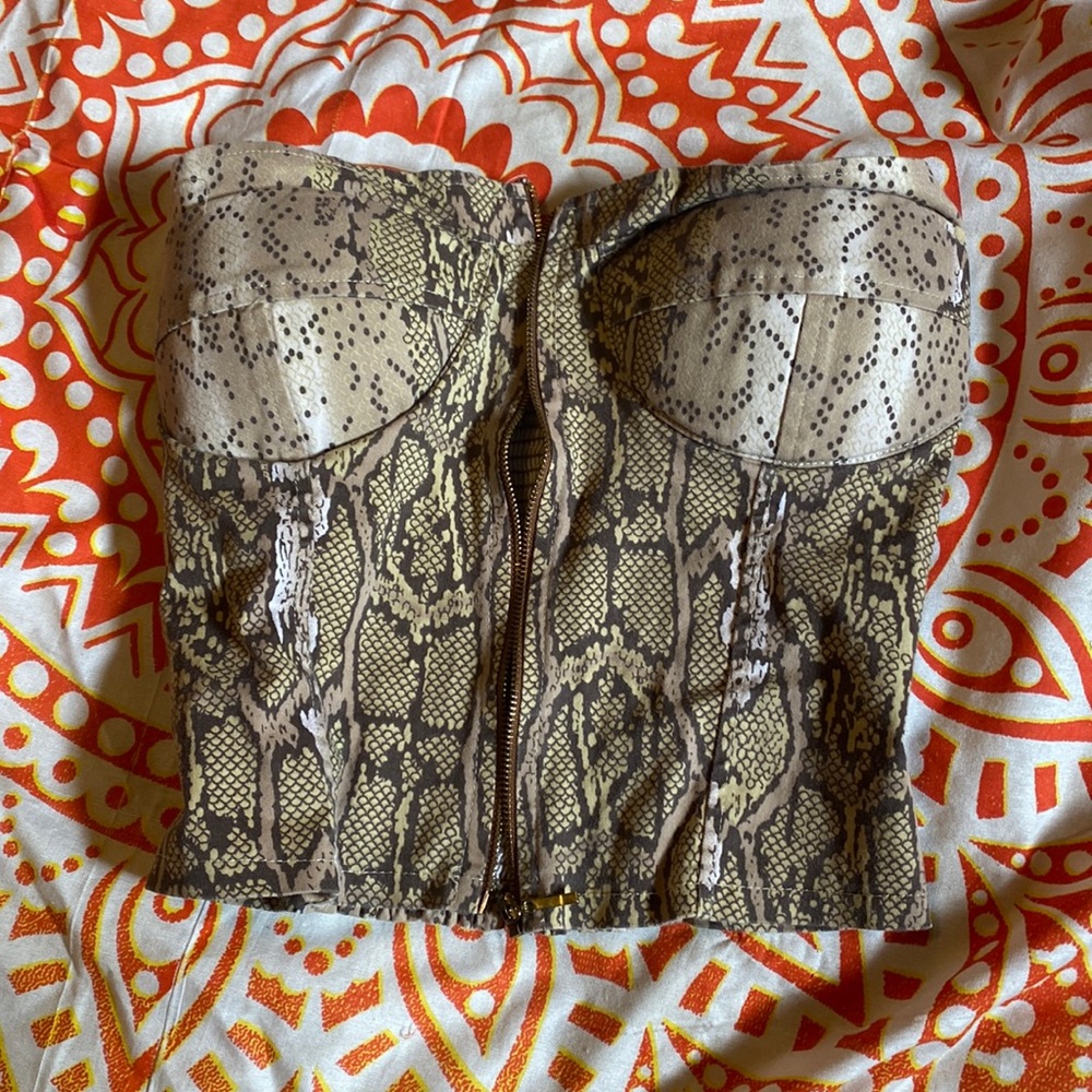 Snake Print zip-up Bustier